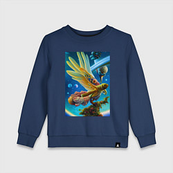 Свитшот хлопковый детский Космическая птица нейросеть - фантазия, цвет: тёмно-синий