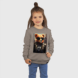 Свитшот хлопковый детский Медведь рокер, цвет: утренний латте — фото 2