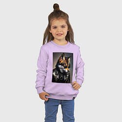 Свитшот хлопковый детский Волк рокер, цвет: лаванда — фото 2