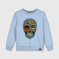 Свитшот хлопковый детский Mexican skull, цвет: мягкое небо