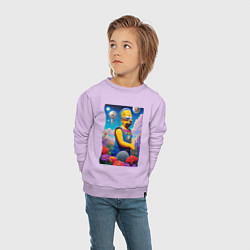 Свитшот хлопковый детский Гомер Симпсон в будущем - нейросеть, цвет: лаванда — фото 2