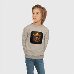 Свитшот хлопковый детский Огненные череп и кости, цвет: миндальный — фото 2