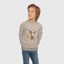 Свитшот хлопковый детский Hipster giraffe, цвет: миндальный — фото 2