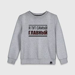 Свитшот хлопковый детский Я тут самый главный жирная надпись, цвет: меланж