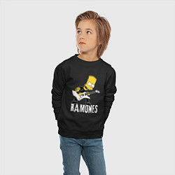 Свитшот хлопковый детский Ramones Барт Симпсон рокер, цвет: черный — фото 2