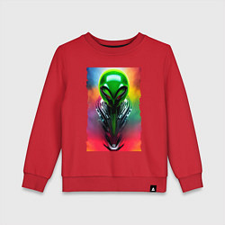Свитшот хлопковый детский Alien - neural network - art - neon glow, цвет: красный