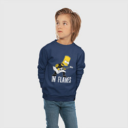 Свитшот хлопковый детский In Flames Барт Симпсон рокер, цвет: тёмно-синий — фото 2