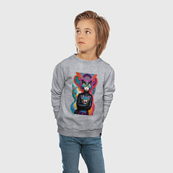 Свитшот хлопковый детский Обворожительная молодая модница - нейросеть, цвет: меланж — фото 2