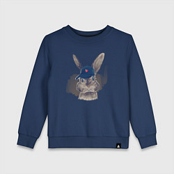 Свитшот хлопковый детский Кролик в кепке, цвет: тёмно-синий