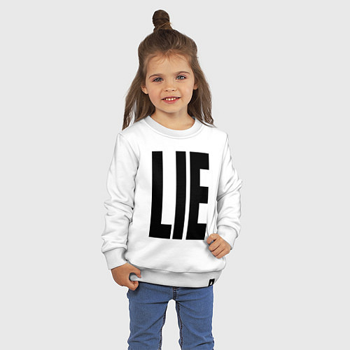 Детский свитшот Lie: большие вытянутые буквы / Белый – фото 3