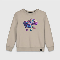 Свитшот хлопковый детский Геймпад с кристалами, цвет: миндальный