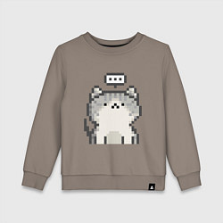 Свитшот хлопковый детский Pixel Cat V1, цвет: утренний латте