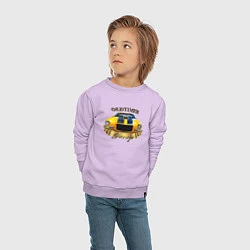 Свитшот хлопковый детский Ретро автомобиль Chevrolet Camaro, цвет: лаванда — фото 2