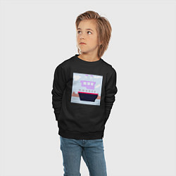 Свитшот хлопковый детский Корабль двухъярусный с трубами, цвет: черный — фото 2