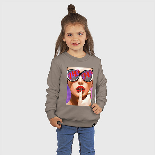 Детский свитшот Портрет девушки в стиле поп-арт / Утренний латте – фото 3