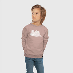 Свитшот хлопковый детский Белый резной лебедь, цвет: пыльно-розовый — фото 2
