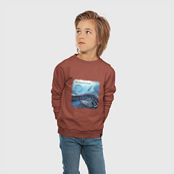 Свитшот хлопковый детский Subnautica - подводный мир, цвет: кирпичный — фото 2