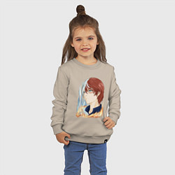 Свитшот хлопковый детский Тодороки из аниме Моя геройская академия, цвет: миндальный — фото 2