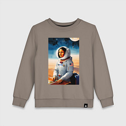 Свитшот хлопковый детский Мона Лиза в скафандре, цвет: утренний латте