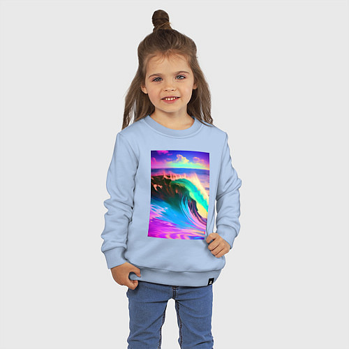 Детский свитшот Неоновая волна - тихий океан / Мягкое небо – фото 3