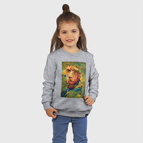 Детский свитшот Abstract Vincent van Gogh - surrealism self-portra / Меланж – фото 3