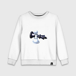 Свитшот хлопковый детский Черный король белая пешка, цвет: белый