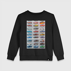 Свитшот хлопковый детский Hot Wheels - collection Автомобили на полке, цвет: черный