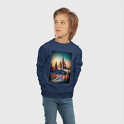 Свитшот хлопковый детский Москва - Кремль, цвет: тёмно-синий — фото 2