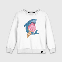 Свитшот хлопковый детский Акула с мороженым, цвет: белый