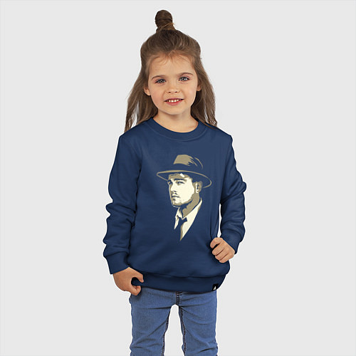 Детский свитшот Дикаприо в шляпе / Тёмно-синий – фото 3