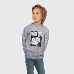 Свитшот хлопковый детский I love cats comic, цвет: меланж — фото 2