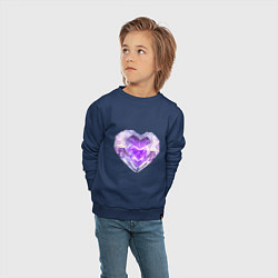 Свитшот хлопковый детский Хрустальное сиреневое сердце, цвет: тёмно-синий — фото 2
