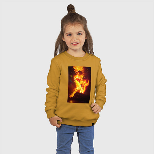 Детский свитшот Фантастический огненный конь / Горчичный – фото 3