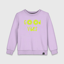 Свитшот хлопковый детский Flowers - Good vibes, цвет: лаванда