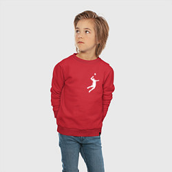 Свитшот хлопковый детский Маленький белый силуэт волейболиста, цвет: красный — фото 2