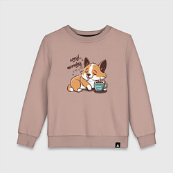 Свитшот хлопковый детский Корги морнинг, цвет: пыльно-розовый