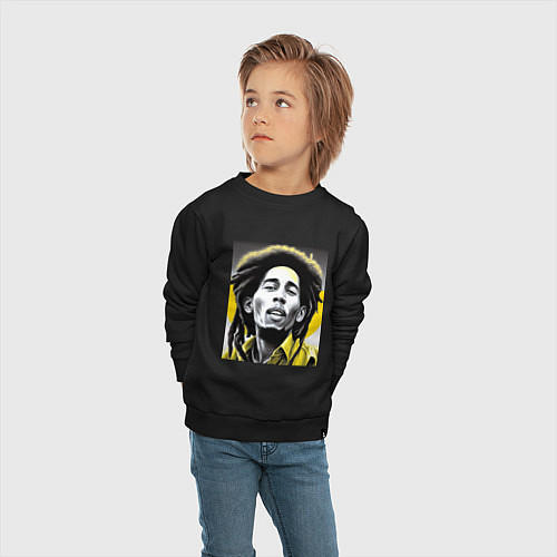 Детский свитшот Bob Marley Digital Art / Черный – фото 4