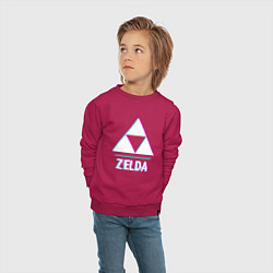 Свитшот хлопковый детский Zelda в стиле glitch и баги графики, цвет: маджента — фото 2
