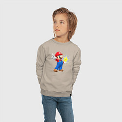 Свитшот хлопковый детский Марио держит звезду, цвет: миндальный — фото 2