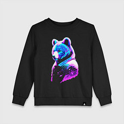 Свитшот хлопковый детский Светящийся звёздный медведь - нейросеть, цвет: черный
