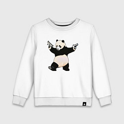 Свитшот хлопковый детский Панда с пистолетами, цвет: белый