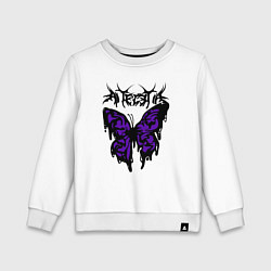 Свитшот хлопковый детский Gothic black butterfly, цвет: белый