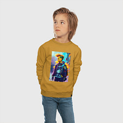 Свитшот хлопковый детский Барт Симпсон - городская фантазия, цвет: горчичный — фото 2