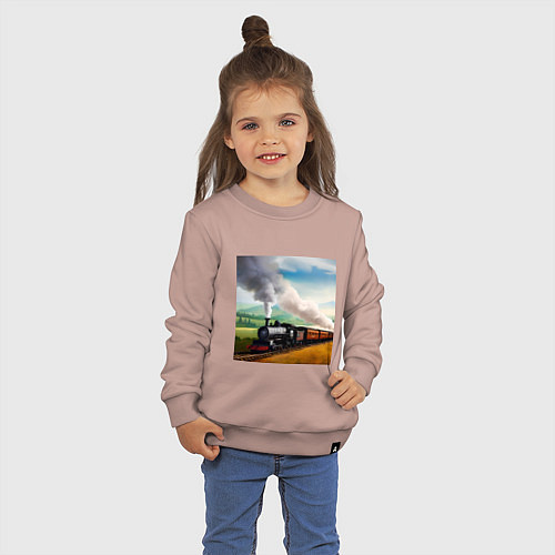 Детский свитшот Ретро поезд / Пыльно-розовый – фото 3