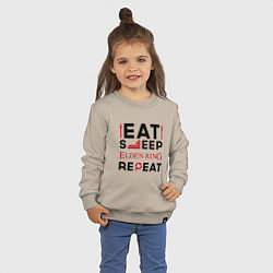 Свитшот хлопковый детский Надпись: eat sleep Elden Ring repeat, цвет: миндальный — фото 2