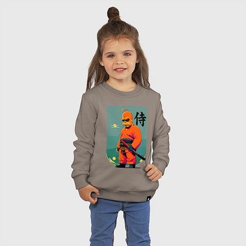 Детский свитшот Гомер Симпсон - самурай - нейросеть / Утренний латте – фото 3