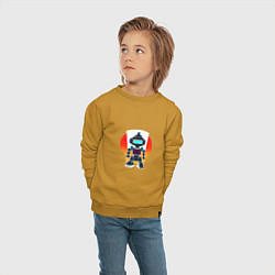 Свитшот хлопковый детский Ретро робот-андроид, цвет: горчичный — фото 2