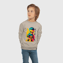 Свитшот хлопковый детский Bart Simpson - samurai - bushido, цвет: миндальный — фото 2