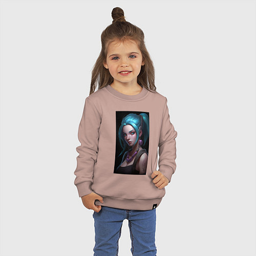 Детский свитшот Jinx art Arcane League of Legends / Пыльно-розовый – фото 3