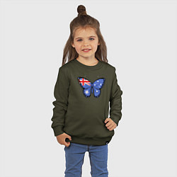 Свитшот хлопковый детский Австралия бабочка, цвет: хаки — фото 2